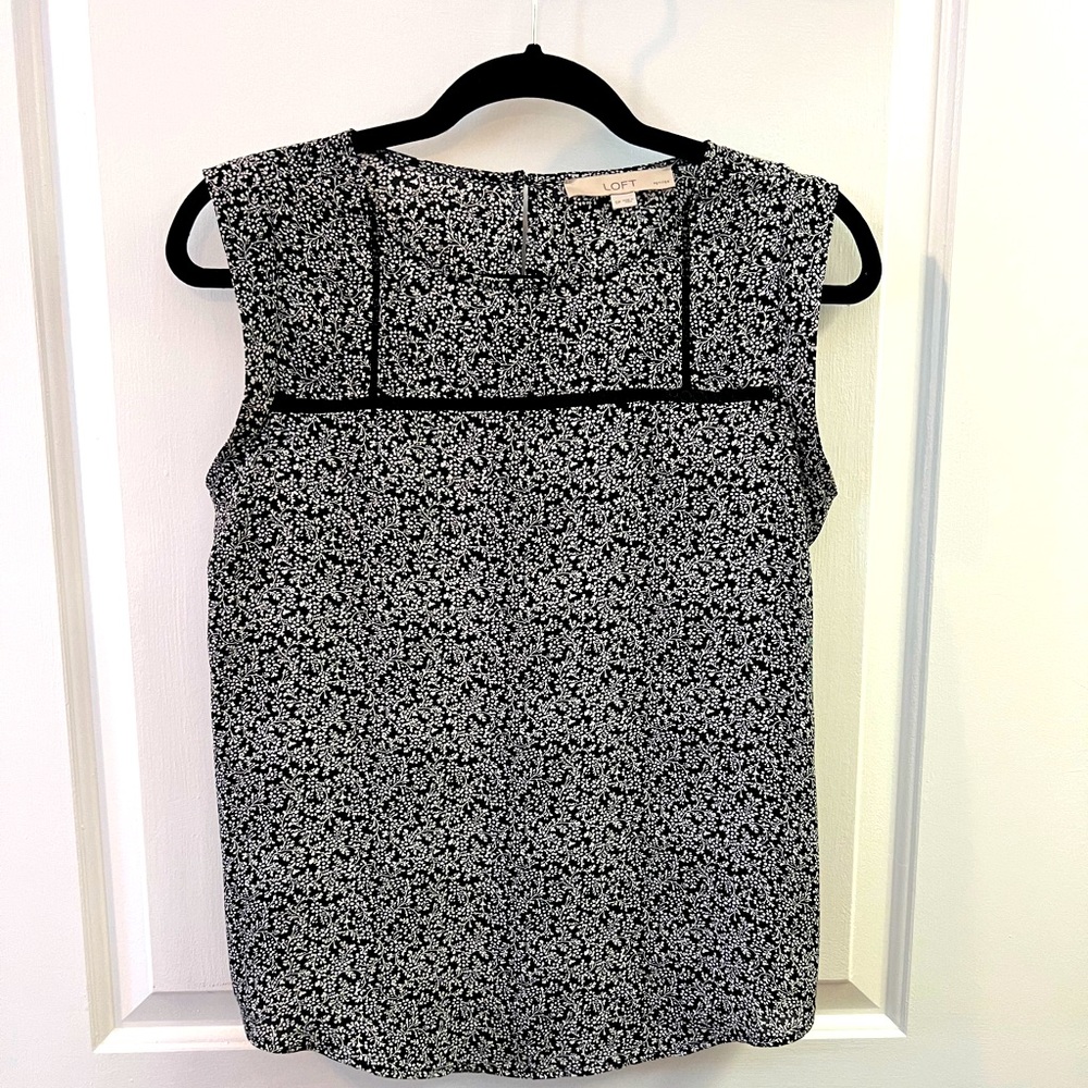 Loft black floral blouse